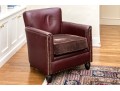 Leather Upholstered Club Chair With Fabric Upholstered Seat