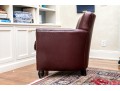 Leather Upholstered Club Chair With Fabric Upholstered Seat