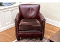 Leather Upholstered Club Chair With Fabric Upholstered Seat