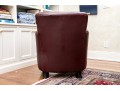 Leather Upholstered Club Chair With Fabric Upholstered Seat