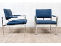 Pair Of Chrome Framed Upholstered Armchairs