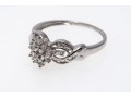 Ornate 10K White Gold Diamond Ring, Size 6.75