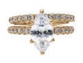 Sterling Vermeil CZ Engagement Ring And Wedding Band Set, Size 7