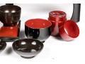 Group Of Asian Lacquered Stands, Cups And Bowls