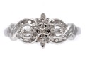 Ornate 10K White Gold Diamond Ring, Size 6.75