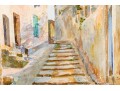 G. Darcy, Two Signed Watercolors On Paper, Mediterranean Village Streets