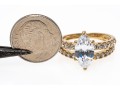 Sterling Vermeil CZ Engagement Ring And Wedding Band Set, Size 7