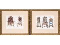 Two Gilt Framed Prints Of Antique Chairs