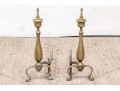 Pair Of Antique Brass Andirons