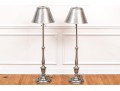 Pair Of Adjustable Classic Chrome Finish Floor Lamps