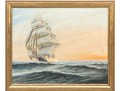Antique Oil On Canvas, Clipper Ship Ca. 1936, Signed Philipps