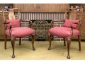 Pair Of Antique Queen Anne Style Fruitwood Armchairs