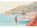 Giovanni Camprio (Italy, 1915-1999) Oil On Canvas, Mediterranean Shore With Sailboats
