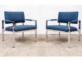 Pair Of Chrome Framed Upholstered Armchairs