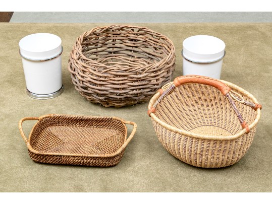 Assorted Woven Baskets And Jardinieres