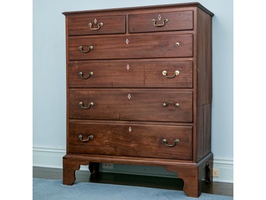 Mahogany Tall Six Drawer Chest, Ca. 1800 Or Earlier