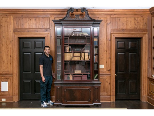 Antique Georgian Style Massive And Ornate Bookshelf Display Cabinet