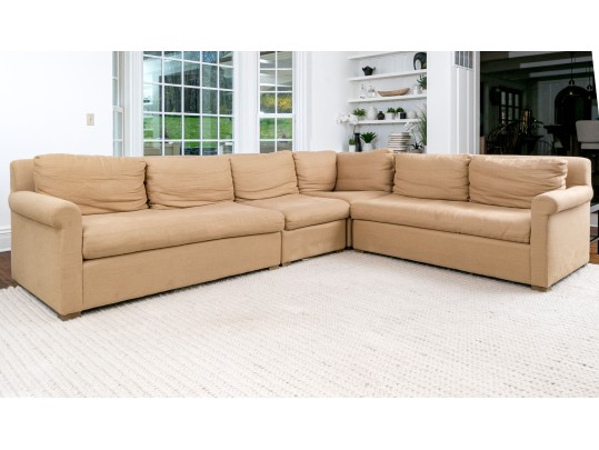 Conventional Restoration Hardware Beige Upholstered 4 Part Sectional