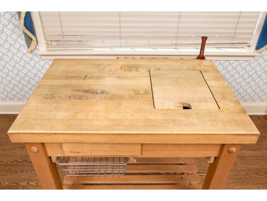 Awesome Le Gourmand Utilitarian Kitchen Island With Butcher Block Top