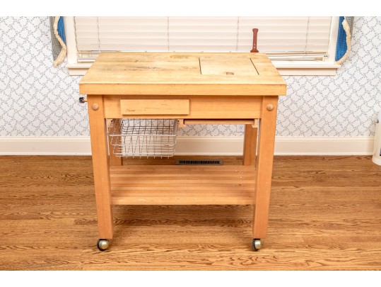 Awesome Le Gourmand Utilitarian Kitchen Island With Butcher Block Top