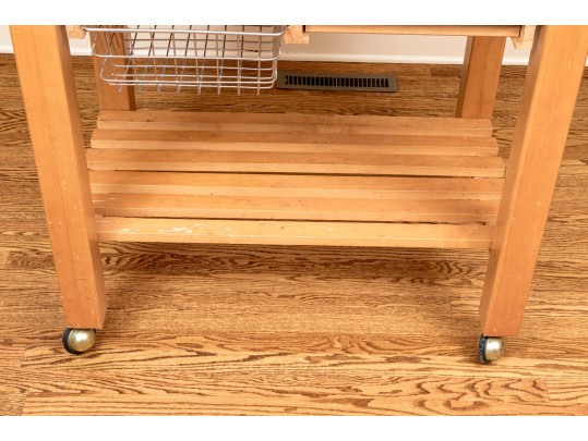 Awesome Le Gourmand Utilitarian Kitchen Island With Butcher Block Top