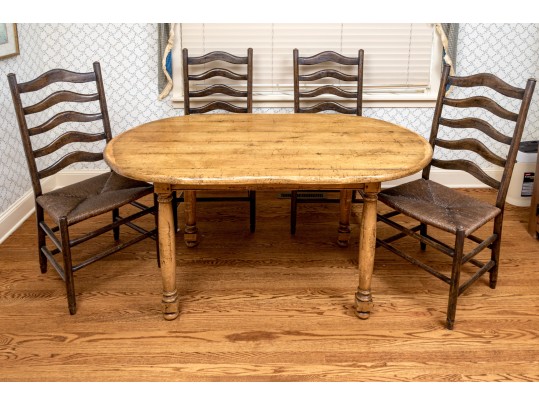 Quality Guy Chaddock Kitchen Dining Table With Four Ladder Back Side Chairs