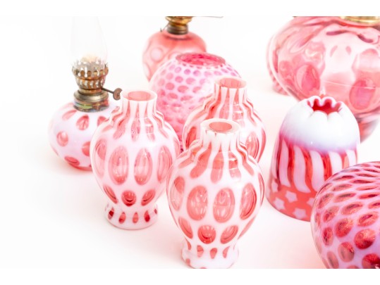 Cranberry Depression Glass Oil Lamps, Lanterns, Pendant Light