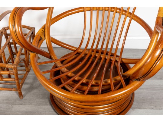 Mid-Century Palm Springs Rattan Garden Classics Swivel Chair Patio Set