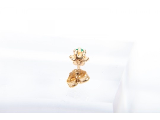 Dainty 14k Yellow Gold Emerald Stud Earrings