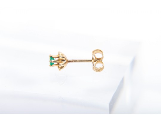 Dainty 14k Yellow Gold Emerald Stud Earrings
