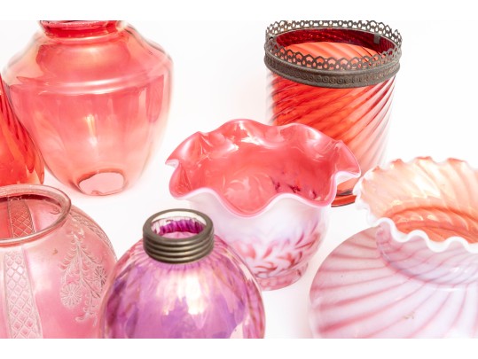 Vintage Cranberry Glass Shades