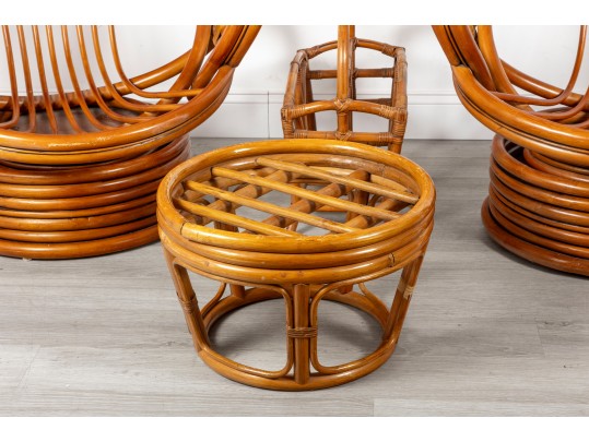 Mid-Century Palm Springs Rattan Garden Classics Swivel Chair Patio Set