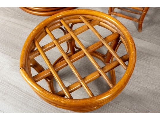 Mid-Century Palm Springs Rattan Garden Classics Swivel Chair Patio Set