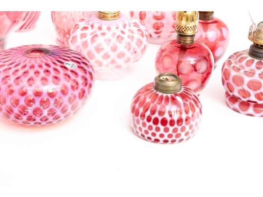 Cranberry Depression Glass Oil Lamps, Lanterns, Pendant Light