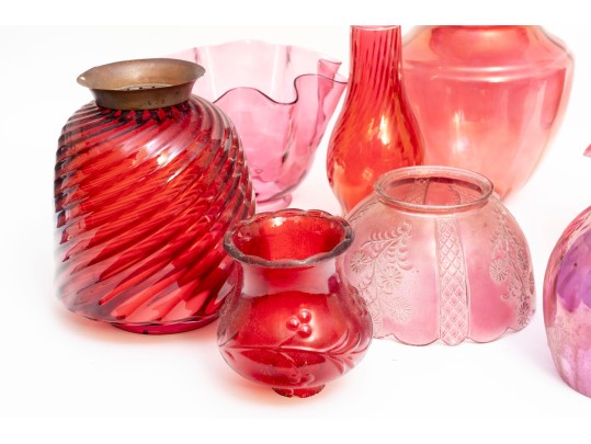 Vintage Cranberry Glass Shades