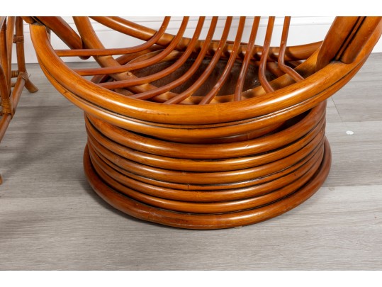 Mid-Century Palm Springs Rattan Garden Classics Swivel Chair Patio Set