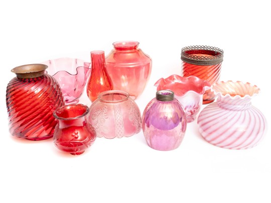 Vintage Cranberry Glass Shades