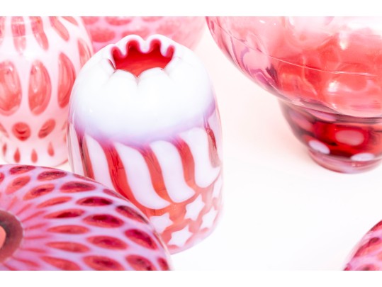 Cranberry Depression Glass Oil Lamps, Lanterns, Pendant Light