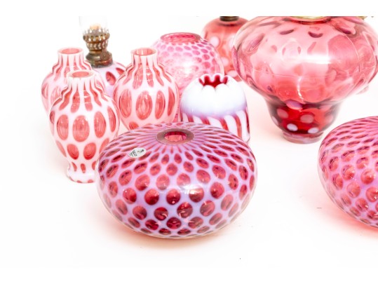 Cranberry Depression Glass Oil Lamps, Lanterns, Pendant Light