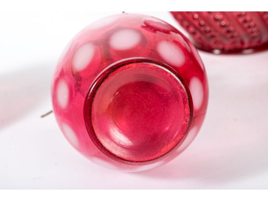 Cranberry Depression Glass Oil Lamps