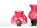 Cranberry Depression Glass Oil Lamps