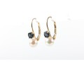 Pretty 14k Yellow Gold Cultured Pearl And Blue Topaz Drop Earrings