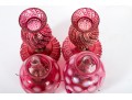 Cranberry Depression Glass Oil Lamps