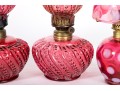 Cranberry Depression Glass Oil Lamps