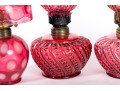 Cranberry Depression Glass Oil Lamps