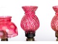 Cranberry Depression Glass Oil Lamps