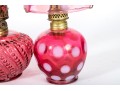 Cranberry Depression Glass Oil Lamps