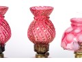 Cranberry Depression Glass Oil Lamps