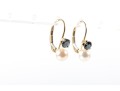 Pretty 14k Yellow Gold Cultured Pearl And Blue Topaz Drop Earrings