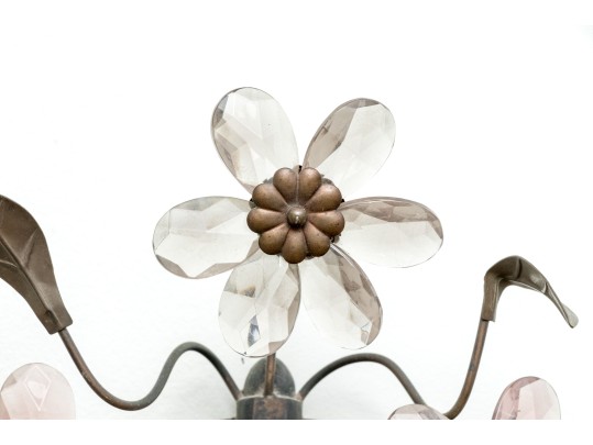 Napoleon III Style Crystal Flower Wall Sconces